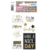 Geschenkesticker HOME Best Wishes Goldprägung 14St.