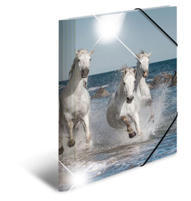Gummizugmappe 19329, A4 Motiv Pferde Polypropylen (PP), mit 3 Einschlagklappen