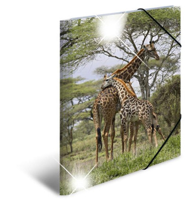 Gummizugmappe Sammelmappe A3 PP 19332, A3 Motiv Giraffe Polypropylen, mit 3 Einschlagklappen
