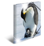Gummizugmappe Sammelmappe A3 PP 19335, A3 Motiv Pinguine PP, mit 3 Einschlagklappen