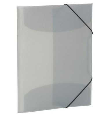 Gummizugmappe Transluzent - Designserie 19582, A4 grau Polypropylen (PP), f&uuml;r ca. 50 Blatt  (80 g/m&sup2;), mit 3 Einschlagklappen