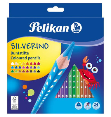 Farbstifte-Set Silverino 700665, farbig sortiert, dreikant, ergonomisch, Packung