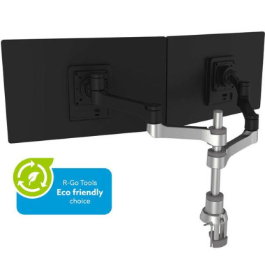 R-Go Monitorarm 0"-32" 2TFT Max.4KG Zepher 4 justierbar silb