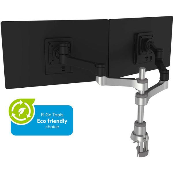 8719274491118 - Monitorhalterung R-Go Zepher verstellbarer Doppel-Monitorarm 100% Zirkular bis 8 kg belastbar schwarz