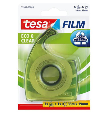 Klebebandabroller ECO & CLEAR 57968-00000-01, f&uuml;r Klebeb&auml;nder bis 19mm x 33m, gr&uuml;n