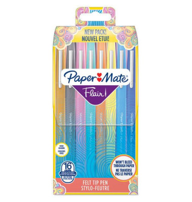 PAPER MATE Faserschreiber Flair M 0,7mm 16er Etui sortiert Blister