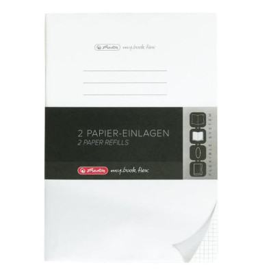 Notizbuch 50034116, Flex, weiß, A5, kariert, 80g, 80 Blatt / 160 Seiten