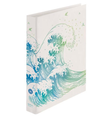 Ringbuch maX.file Meereswelle 50033416, A4 2 Ringe 30mm Ring-Ø Karton beige/Blau/Grün