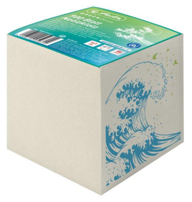 Zettelklotz 50033461, GREENline Welle, 90x90mm, geleimt, grau, Recyclingpapier, 900 Blatt
