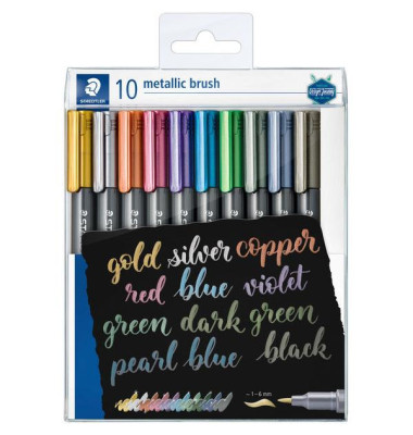 STAEDTLER Marker Metallic brush 10 Stück im Etui, 1-6mm