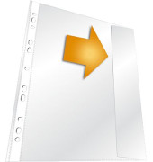 Prospekthüllen 266419 dokumentenecht, mit Lochrandverstärkung, mit Klappe, A4 klar seidenmatt, rechts offen mit Klappe, 0,135mm