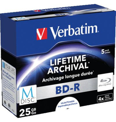 Blueray-Rohlinge Lifetime Archival 43823 BD-R, 25 GB, Jewel Case 