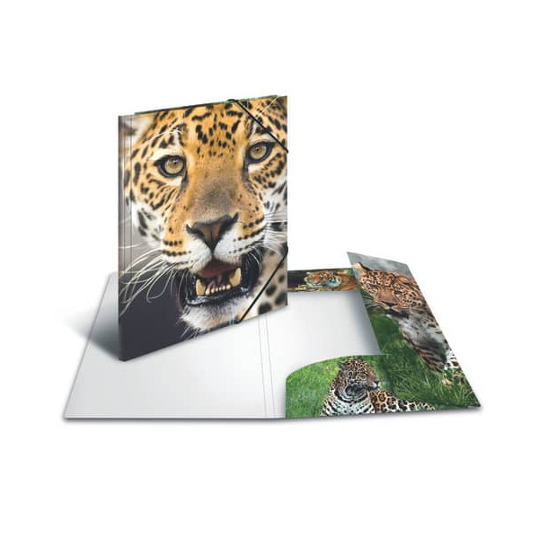 3 Stück Herma Eckspannmappe Sammelmappe 7142, A3 Motiv Leopard Polypropylen (PP), mit 3 Einschlagklappen 4008705071420 Herma