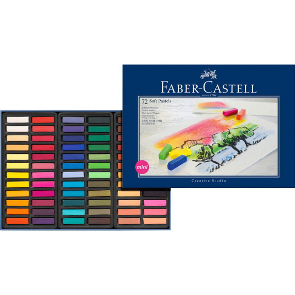 3 Stück Faber-Castell Soft-Pastellkreide Goldfaber Studio Quality mini 128272 72er Etui farbig sortiert 4-eckig 33mm Länge 4005401282723 Faber-Castell 72 Stück