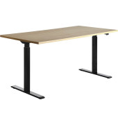 Sitz-Steh-Schreibtisch E-Table, elektrisch höhenverstellbar, 70-120cm (H), 160x80cm (BxT), rechteckig, ahorn / schwarz