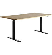 Sitz-Steh-Schreibtisch E-Table, elektrisch höhenverstellbar, 70-120cm (H), 180x80cm (BxT), rechteckig, ahorn / schwarz