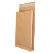 Faltentaschen 30021153, C4, mit Fenster, 40mm-Falte, haftklebend, 140g, braun