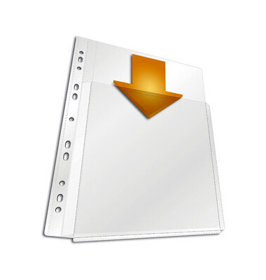 Prospekth&uuml;llen 266719 dokumentenecht, mit Lochrandverst&auml;rkung, A4 glasklar glatt, oben offen, 0,18mm