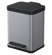 Tretabfalleimer Öko duo Plus, M, 2 x 9 l, 330 x 320 x 430 mm, silber