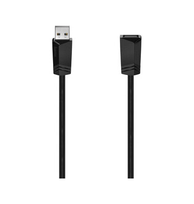Verlängerungskabel, 2 x USB A - Stecker/Buchse, L: 5 m, schwarz