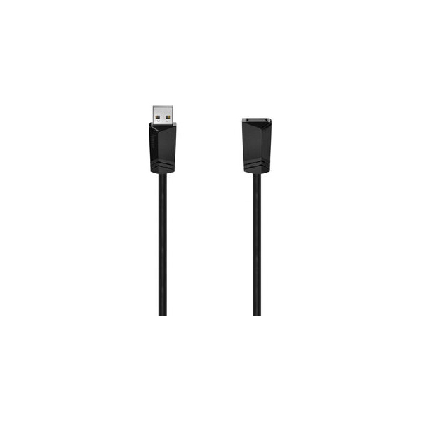 Hama USB A Kabel - USB A (Verlängerungskabel, USB 2.0A Stecker, USB A Buchse, 480Mbit/s, 0,5A, 5m) schwarz