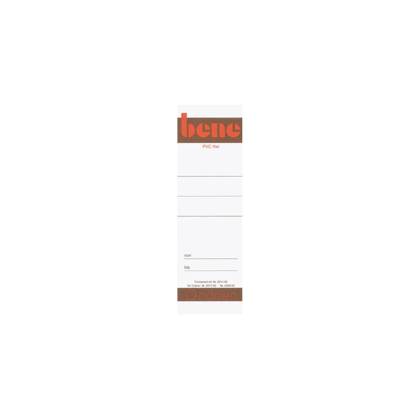 9003263690002 - Rückenschild zum Einstecken Papier breit kurz 49 x 158 mm weiß 9003263690002 bene 9003263690002 - Rückenschild zum Einstecken Papier breit kurz 49 x 158 mm weiß 9003263690002 bene