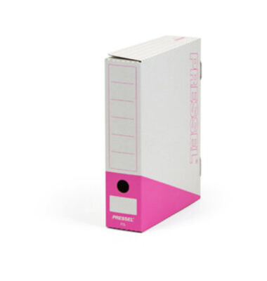 Archivbox, F75, Klappdeckel, A4, 7,5 x 26 x 32,5 cm, weiß/pink