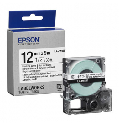 EPSON Schriftband LK LK-4WBW C53S654016, 12 mm schwarz auf weiß