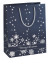 Geschenktasche GT111 Premium Silver Snowflakes, Weihnachten, farblich abgestimmte Tragekordel, Silberprägung, Silberne Schneeflo