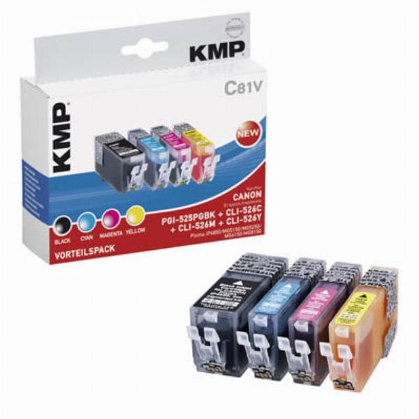 KMP Druckerpatrone C81V, 1513,005 kompatibel zu Canon PGI-525 BK, CLI-526  C/M/Y, Multipack, schwarz, cyan, magenta, gelb - Bürobedarf Thüringen