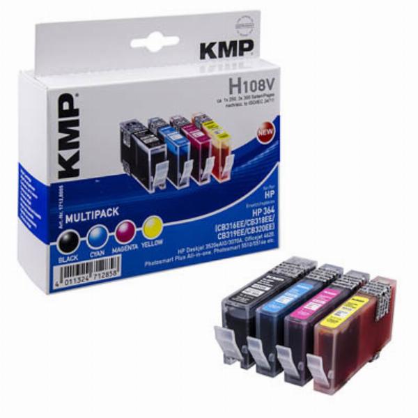 KMP Druckerpatrone H108V, 1712,8005 kompatibel zu HP 364, Multipack, schwarz,  cyan, magenta, gelb - Bürobedarf Thüringen