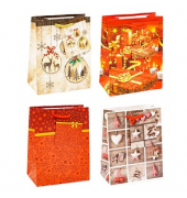 Geschenktasche 83029-SG Weihnachten Serie 9, Weihnachten, Baumwollkordel, 4 Motive sortiert, 11cm x 14cm