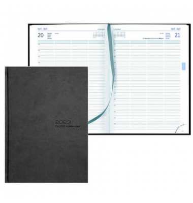 Buchkalender 58990, Planungsbuch Praxis-Timer, schwarz, 1 Tag / 1 Seite, 21x29,7cm (A4), 2025