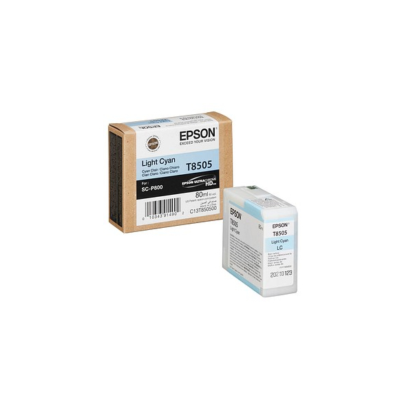 Original Epson C13T850500 / T8505, für SureColor SC-P 800 Premium Drucker-Patrone, Cyan hell, 80 ml