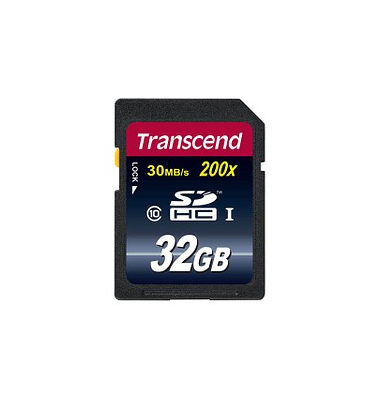 Speicherkarte TS32GSDHC10, SDHC, Class 10, bis 30 MB/s, 32 GB Speicherkarte TS32GSDHC10, SDHC, Class 10, bis 30 MB/s, 32 GB