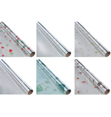 Geschenkfolie / Blumenfolie Weihnachtsfolie 300ST2.5, Kristalle, 70cm x 2,5m, transparent
