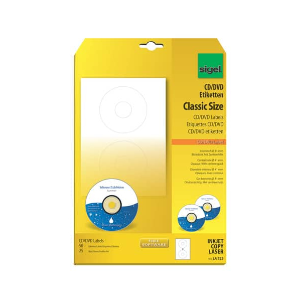 4004360907517 - LA525  25Bl 25Etiketten CD DVD-Etikett D117mm weiß 4004360907517 25 Stück