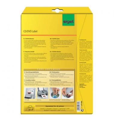 SIGEL LA505  25Bl 50St CD/DVD-Etikett D.117mm weiß