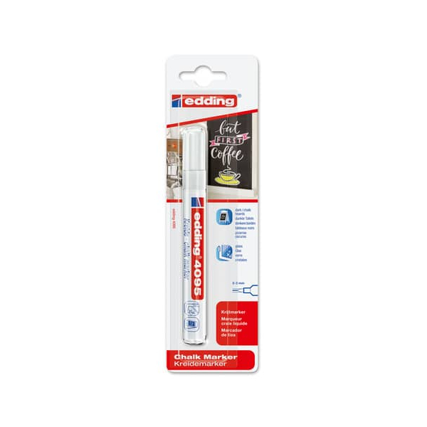 10 Stück Edding Windowmarker Kreidemarker, 4095-1-1049, Blister, weiß, 2-3mm Rundspitze 4004764894130 Edding