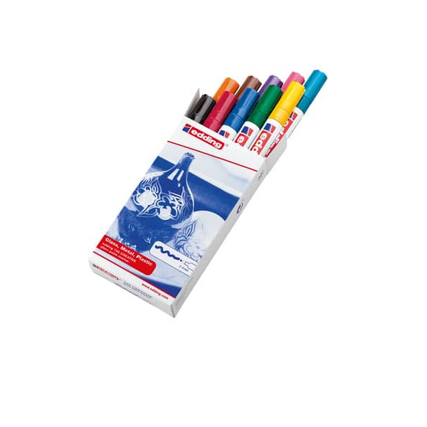 10 Stück Edding Lackmarker 4750999, Packung, gelb/orange/rot/rosa/lila/blau/hellblau/grün/braun/schwarz, 2-4mm Rundspitze 4004764926893 Edding