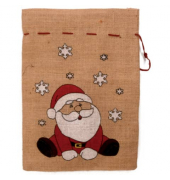 19530 25x35cm Weihn.Jutesack Santa natur