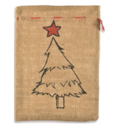 19563 25x35cm Weihn.Jutesack Baum natur