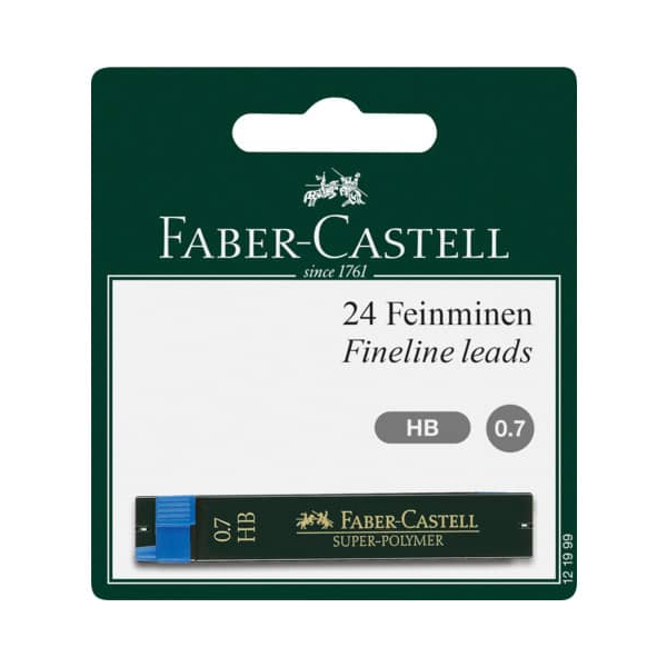 10 Stück Faber-Castell Druckbleistiftminen SUPER POLYMER, 121999, Ø 0,7mm, HB 4005401219996 Faber-Castell 24 Stück