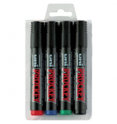 Flipchartmarker-Set Uni Prockey PM, 159004, Packung, rot,blau,gr&uuml;n,schwarz, 3-6mm Keilspitze