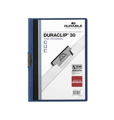 Klemmhefter DURACLIP 30 222707, A4 blau, für ca. 30 Blatt, Polyvinylchlorid (PVC)