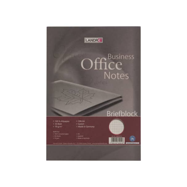 4006144344518 - Briefblock 100050116 Business Office Notes Lineatur 22   kariert A4 70g braun 50 Blatt 4006144344518 Landre