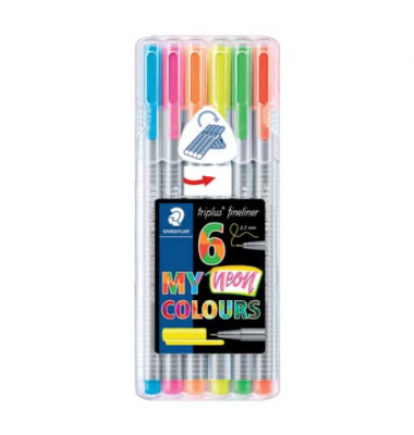 STAEDTLER 334 SB6CS3 Finelineretui 6ST NEON sort.