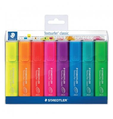 Textmarker-Set Textsurfer classic, 364 P WP8, Etui (8 #), farbig sortiert (gelb/rot/pink/blau/t&uuml;rkis/orange/gr&uuml;n/violett), 1-5mm