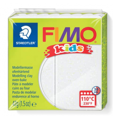 Fimo Kids 8030-052 Modelliermasse 42g glitter weiß