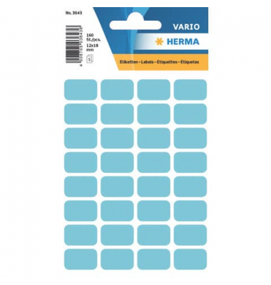 Etiketten Vario 3643, blau, 12x19mm, rechteckig